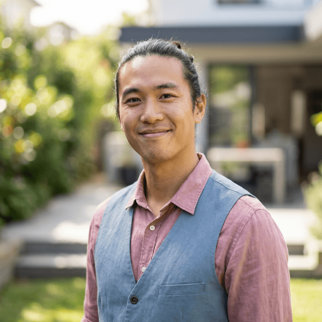 Marcus Chen standing in a finished basement