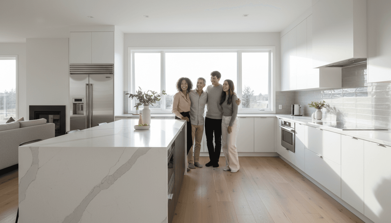 Modern renovated kitchen with new cabinetry and countertops